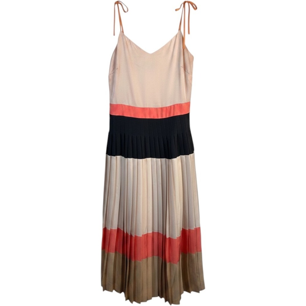 Banana Republic Womens 0 Satin Pleated Midi Dress Coquette Academia Romantic